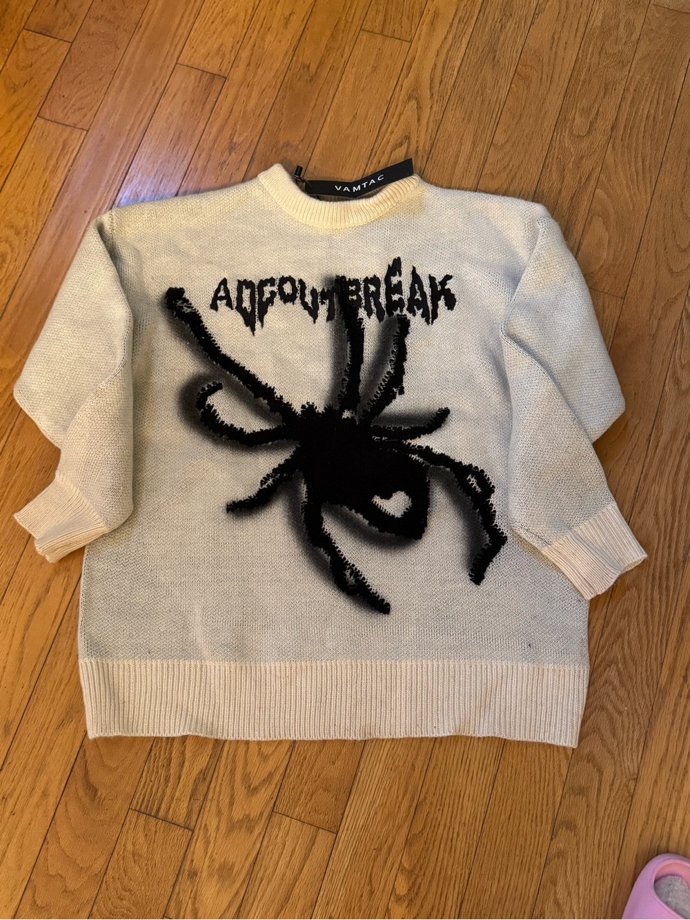 VAMTAC A Cool Freak Graphic Spider Sweater Sz L Emu Grunge Alternative Dark Y2K